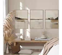 GOSRD Impressions sur toile abstraites géométriques neutres, style nordique scandinave, décoration murale pour salon (60 x 90 cm - 3 pièces)