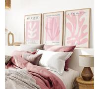 GOSRD Impressions sur toile abstraites roses de style Matisse, affiches murales pour la décoration intérieure de la salle à manger (30 x 45 cm - 3 pièces)