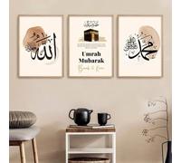 GOSRD Impressions sur toile, affiches islamiques de la Mecque, art mural musulman, peinture sur toile, décoration intérieure de salon, chambre à coucher (50 x 75 cm, 3 pièces)