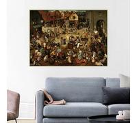 GOSRD Impressions sur toile Bruegel Pieter《La Lutte entre Carnaval et Carême》Peinture à l'huile sur toile, affiche, photo, décoration intérieure (50x70cm)
