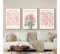 GOSRD Impressions sur toile florales de style nordique Art déco, affiches botaniques minimalistes modernes, paysage intérieur peint (30 x 40 cm, 3 pièces)
