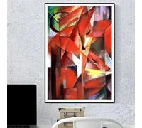 GOSRD Impressions sur toile Les renards Franz Marc oeuvre affiche célèbre peinture impression sur toile mur Art photo pour salon décor 40x60 CM sans cadre