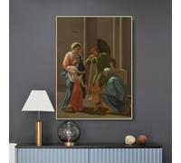 GOSRD Impressions sur toile Nicolas Poussin《La Famille avec Élisabeth et Jean-Baptiste》Peinture à l'huile Décoration murale Décoration d'intérieur (70x100cm)