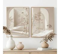 GOSRD Impressions sur toile, paysage minimaliste en forme d'arche, tons beiges neutres, style bohème, affiches murales pour décoration intérieure moderne (40 x 50 cm - 2 pièces)