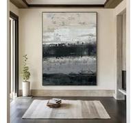 GOSRD Impressions sur toile Paysage noir Peinture abstraite Art paysager minimaliste Paysage noir Beige Art mural Salon (30x50cm)