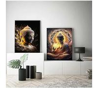 GOSRD Impressions sur toile, peinture à l'huile HD de Bouddha, statue, art mural, photos pour salon, décoration intérieure moderne, dieu zen, Bouddha (50x70cm-2pcs)