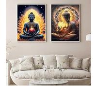GOSRD Impressions sur toile, peinture à l'huile HD de Bouddha, statue, art mural, photos pour salon, décoration intérieure moderne, dieu zen, Bouddha (30x40cm-2pcs)