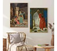 GOSRD Impressions sur toile, peinture classique, paysage arabe, affiche, œuvre d'art célèbre, art mural islamique vintage, images pour décoration de chambre, 60 x 90 cm, 2 pièces, sans cadre