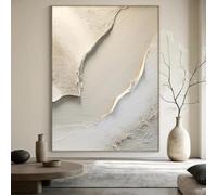 GOSRD Impressions sur toile, peinture florale dorée sur toile, art mural crémeux, art floral abstrait, décoration murale pour salon, maison, 70 x 100 cm, sans cadre