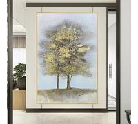 GOSRD Impressions sur toile, peintures à l'huile, décoration murale rétro, tableau splendide, art mural classique, feuille d'or, grand arbre pour chambre ou porche (60x80CM/sans cadre)