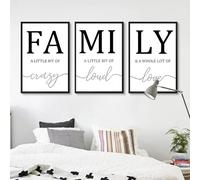 GOSRD Impressions sur toile, poster familial simple en noir et blanc, peinture moderne, art mural, images décoratives pour le salon et la maison (50 x 75 cm - 3 pièces)