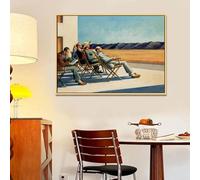 GOSRD Impressions sur toile Reproduction de peinture de People in the Sun par Edward Hopper Copie de tableau célèbre Décoration d'images 60x80cm Sans cadre