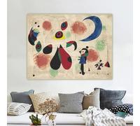 GOSRD Joan Miró « Femmes, Lune, Oiseaux » - Impression sur toile abstraite - Peinture à l'huile - Affiche - Décoration murale pour salon (60 x 90 cm/Sans cadre)
