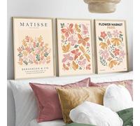 GOSRD Lot de 3 affiches murales abstraites représentant des papillons et des fleurs, reproductions d'art Matisse sur toile colorée, décoration de salon ou de bureau (30 x 40 cm, 3 pièces)