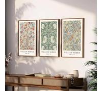 GOSRD Lot de 3 affiches murales rétro William Morris, motifs floraux, décoration de chambre (30 x 50 cm, 3 pièces)