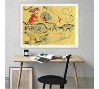 GOSRD Marc Chagall « Île Saint-Louis » - Reproduction sur toile - Peinture à l'huile - Affiche décorative - Décoration murale (50 x 70 cm/cadre intérieur)