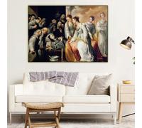 GOSRD Murillo, La Mort de Sainte Claire, Impression sur toile, Peinture à l'huile, Affiche, Décoration murale (80 x 100 cm)