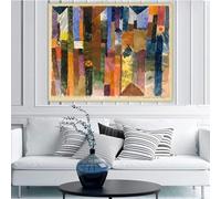 GOSRD Paul Klee « Avant la ville » - Reproduction sur toile - Peinture à l'huile - Œuvre d'art nordique - Décoration murale pour salon (60 x 90 cm/cadre intérieur)