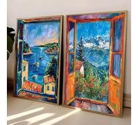 GOSRD Peinture sur toile abstraite Henri Matisse, fenêtre ouverte, affiche imprimée pour salon, décoration d'intérieur, paysage, art mural (40 x 60 cm, 2 pièces)