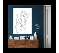 GOSRD Peinture sur toile abstraite minimaliste, style nordique, homme, baiser, câlin, amour, gay, décoration murale, salon, chambre à coucher, 30 x 45 cm, sans cadre