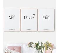 GOSRD Peinture sur toile « Tout ce que je vous aime » - Couple - Impression - Citation d'amour - Affiche - Art mural - Décoration de chambre moderne (50 x 75 cm - 3 pièces)
