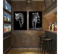 GOSRD Peintures murales sur toile représentant des animaux de style nordique, des lions, des éléphants et des cerfs, affiches et impressions pour décoration de salon (60 x 90 cm, 2 pièces)