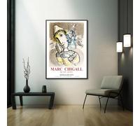 GOSRD Reproduction sur toile d'une affiche d'exposition française vintage de 1967 présentant les œuvres de Chigall - Décoration murale (30x45cm)