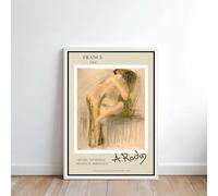 GOSRD Reproduction sur toile d'une affiche d'exposition vintage des œuvres d'Auguste Rodin, décoration murale (60x85cm)