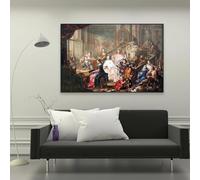 GOSRD Reproduction sur toile d'une peinture à l'huile classique représentant un concert au palais, par Johann Georg Platzer ; affiche décorative vintage pour la maison (50 x 70 cm, sans cadre).