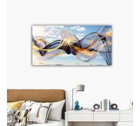 GOSRD Tableau abstrait moderne flottant en maille noire et or, impression sur toile, art mural de luxe, affiche pour la décoration de la chambre à coucher (30x60cm)