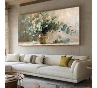 GOSRD Tableau abstrait moderne sur toile représentant des branches d'eucalyptus, idéal pour la décoration murale d'une chambre contemporaine (40 x 80 cm, sans cadre)