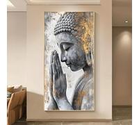 GOSRD Tableau abstrait moderne sur toile représentant un Bouddha méditatif, idéal pour la décoration murale du salon et de la chambre, ambiance zen (55 x 110 cm/cadre intérieur).