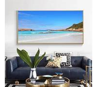 GOSRD Tableau imprimé sur toile, paysage marin de plage bleue, affiche décorative pour salon, bureau ou maison (55 x 110 cm)