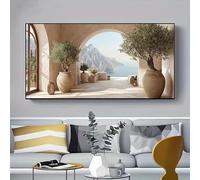 GOSRD Tableau moderne d'inspiration méditerranéenne avec des oliviers, imprimé sur toile pour salons et chambres (50 x 100 cm)