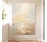 GOSRD Tableau moderne imprimé à l'huile sur toile, décoration abstraite dorée et simple pour le salon (60 x 85 cm)