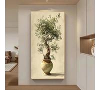 GOSRD Tableau moderne sur toile minimaliste représentant des branches d'olivier pour le salon (55 x 110 cm)
