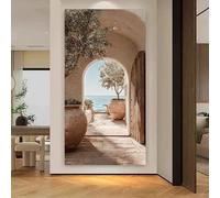 GOSRD Tableau moderne sur toile pour la décoration des salons et des chambres, représentant une arche en bord de mer avec des oliviers (50 x 100 cm/sans cadre)
