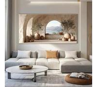 GOSRD Tableau moderne sur toile représentant un olivier et la mer Méditerranée, idéal pour décorer un salon, une chambre, un bureau ou toute autre pièce (50 x 100 cm/cadre intérieur).
