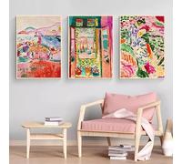 GOSRD Tableau sur toile, affiche d'exposition Henri Matisse, paysage impressionniste par fenêtre ouverte, décoration intérieure (50 x 70 cm - 3 pièces)