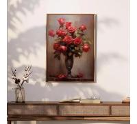 GOSRD Tableau sur toile, art mural, image vintage de roses, fleurs botaniques colorées, affiches et impressions florales pour la décoration du salon (60x85cm)