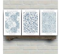 GOSRD Tableau sur toile botanique William Morris, impressions d'art mural modernes à motifs floraux et de feuilles pour salon, chambre, bureau, décoration intérieure (40 x 55 cm - 3 pièces)