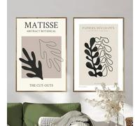 GOSRD Tableau sur toile Henri Matisse, affiche minimaliste avec lignes, style intemporel, pour une décoration murale moderne dans le salon (50 x 75 cm - lot de 2).