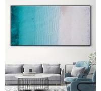 GOSRD Tableau sur toile moderne représentant une scène de plage sereine, avec des vagues bleu turquoise clair, idéal pour la décoration du salon ou de la chambre (80 x 160 cm).