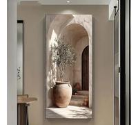 GOSRD Tableau sur toile « Olivier rétro en pot » (70 x 100 cm), style méditerranéen, idéal pour décorer un salon ou une maison.