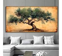 GOSRD Tableau sur toile représentant un olivier ancien, symbole de paix et de sagesse, affiche botanique pour la décoration intérieure (60 x 120 cm)