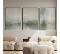 GOSRD Tableau sur toile représentant un paysage naturel abstrait vert, décoration murale moderne (40 x 60 cm - 3 pièces)