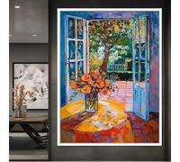 GOSRD Tableau sur toile style moderne, paysage côtier méditerranéen, affiche imprimée représentant une ferme avec des orangers, décoration intérieure (40 x 60 cm/sans cadre)