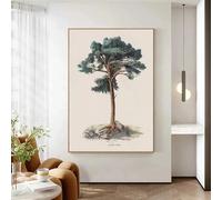 GOSRD Tableau sur toile vintage représentant un pin rustique vert, style champêtre, affiche et impressions d'art mural pour la décoration intérieure (30x50CM/sans cadre)
