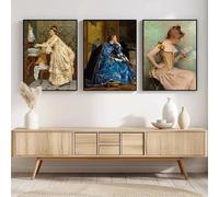 GOSRD Tableau vintage sur toile, portrait de femme, affiche, miroir, impression Borée, art mural, décoration de salon ou d'intérieur (60x80cm-3 pièces)