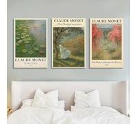GOSRD Tableaux classiques de Monet, impressions sur toile, art mural de style impressionniste et éléments naturels pour la décoration murale du salon et de la chambre (60x80cm-3 pièces)
